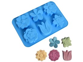Molde silicona 6 jabones flores con tulipan